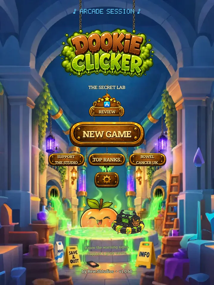 Dookie Clicker main menu: The Secret Lab